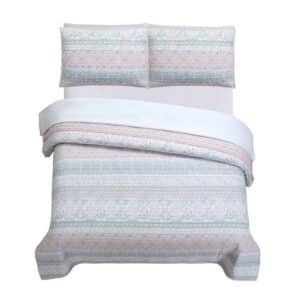 Lillian Stripe Spring غطاء سرير بحشوة مضغوطة NEW BIG نفرين 3 قطع