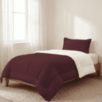 SOSOFT طقم لحاف شتوي فرو مفرد قطعتين burgundy