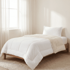 SOSOFT طقم لحاف شتوي فرو مفرد قطعتين off white