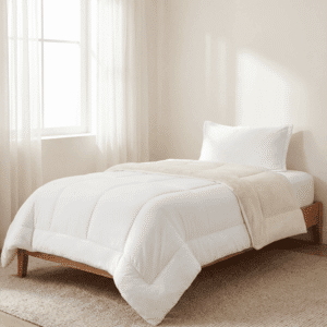 SOSOFT طقم لحاف شتوي فرو مفرد قطعتين off white