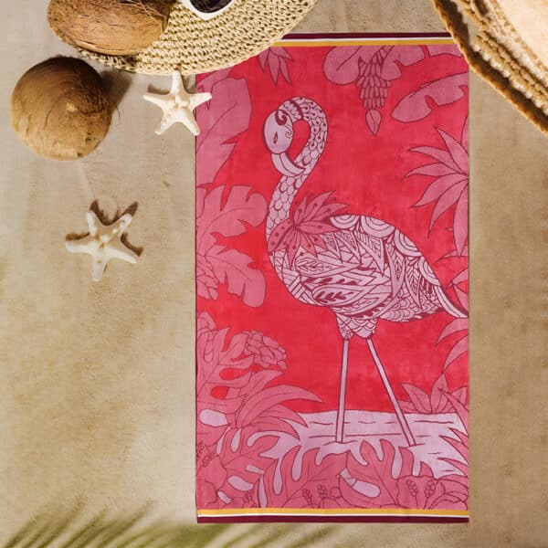 منشفة بحر قطن  قطعة واحدة BEACH TOWEL FLAMINGO