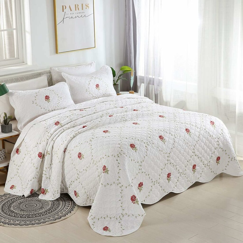 غطاء سرير بحشوة مضغوطة Red Rose نفرين 3 قطع (6)