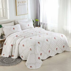 غطاء سرير بحشوة مضغوطة Red Rose نفرين 3 قطع (6)