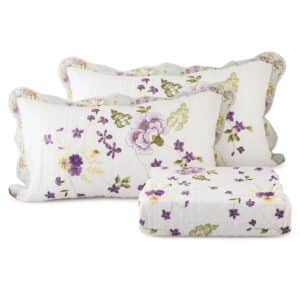 غطاء سرير قطن نفرين 3 قطع Purple Flower (4)