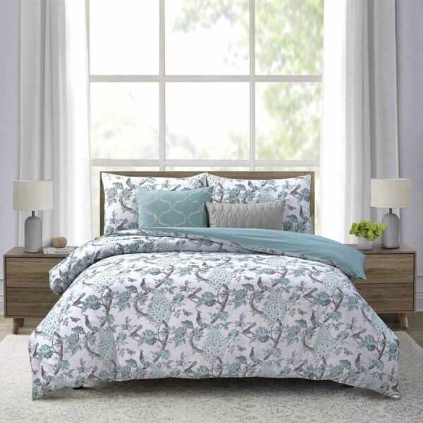 طقم مفرش سرير قطن Floral Peacock نفرين 8 قطع