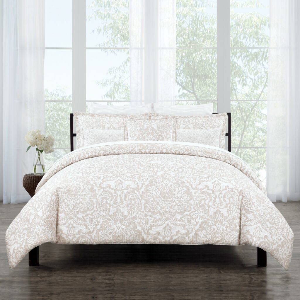 طقم مفرش سرير بيج قطن Exter Beige نفرين 8 قطع