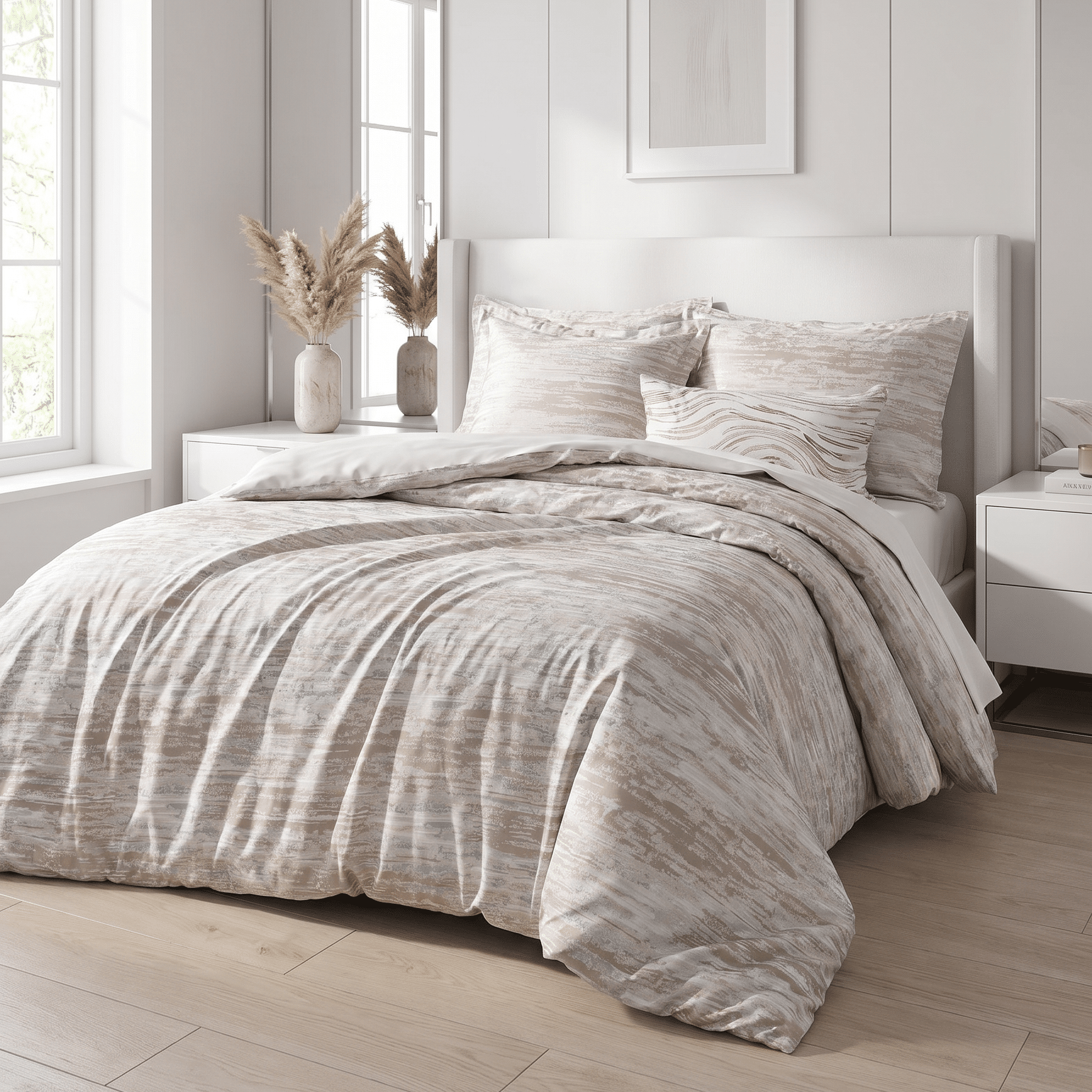 طقم مفرش سرير قطن Luxe Brown نفرين 8 قطع Luxe Brown | طقم لحاف قطن 100% مزدوج 8 قطع - الصورة 1