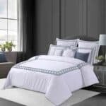 Geometric Grey طقم مفرش سرير قطن نفر 11 قطعة