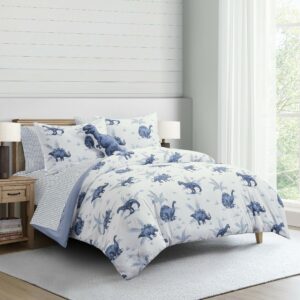 طقم مفرش اطفال اولاد ابيض و ازرق Dinasour نفر 8 قطع