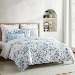 طقم مفرش سرير قطن Cascade Blue نفرين 11 قطعة