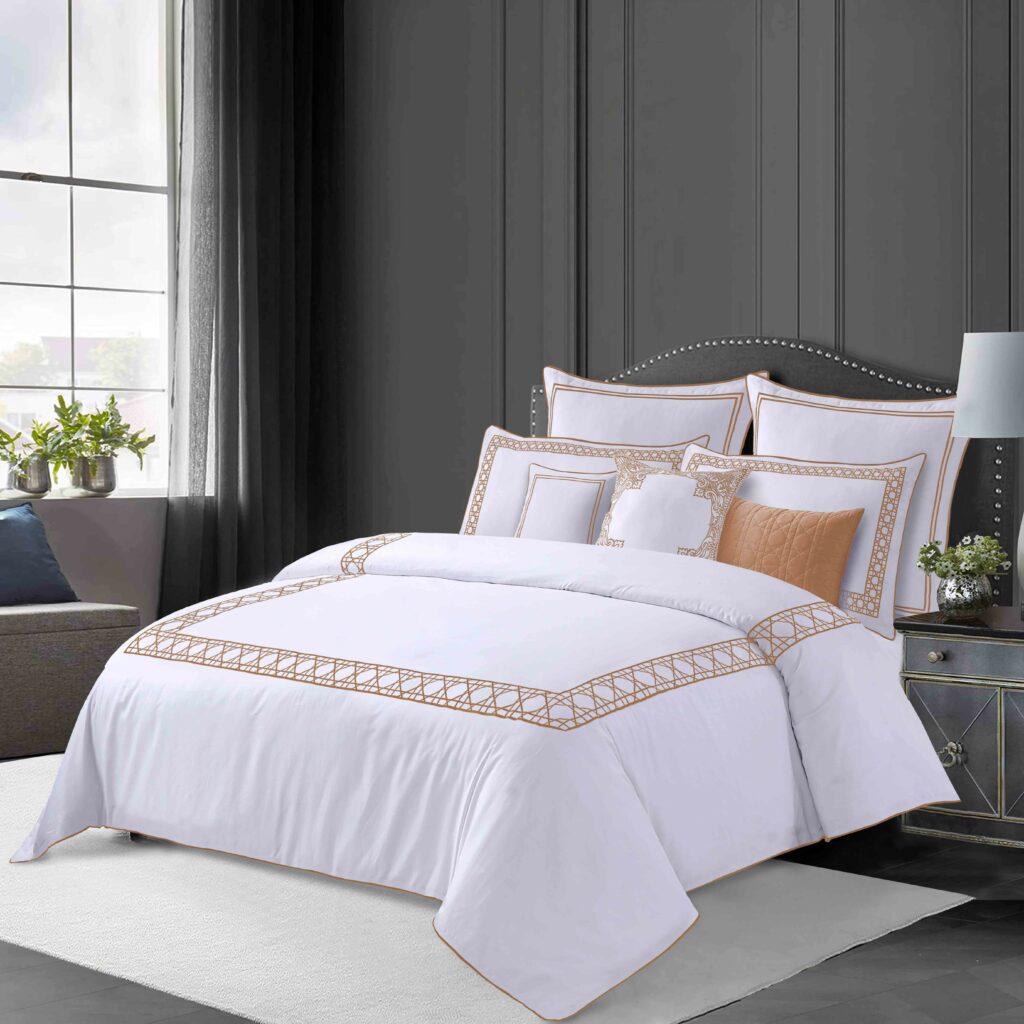طقم مفرش سرير قطن Champagne نفرين 11 قطعة