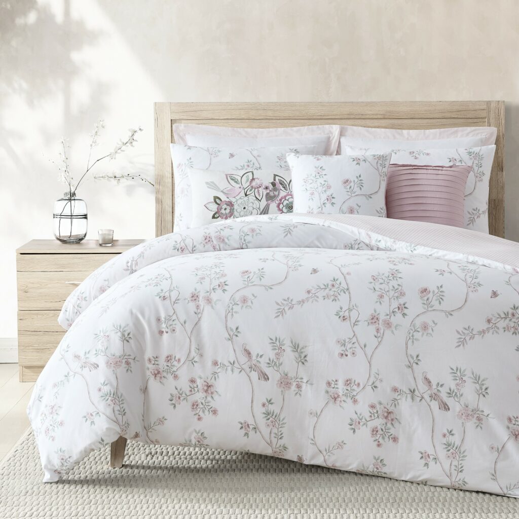 طقم مفرش سرير قطن Evelyn Blush نفرين 11 قطعة