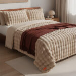 لحاف شتوي فرو ناعم اورنج بد اند باث نفرين (5)