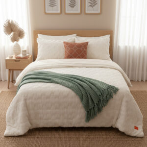 مفرش سرير شتوي فرو Tile Winter نفرين 6 قطع (4)