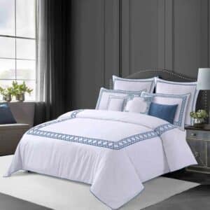 Geometric Teal مفرش سرير فندقي قطن 11 قطعة