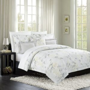 Annette Grey Yellow طقم مفرش سرير قطن نفرين رمادي اصفر