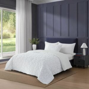 White Flowerلحاف شتوي نفر قطعتين اورنج بد اند باث ابيض