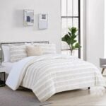 طقم مفرش سرير Stripe Beige نفرين 8 قطع