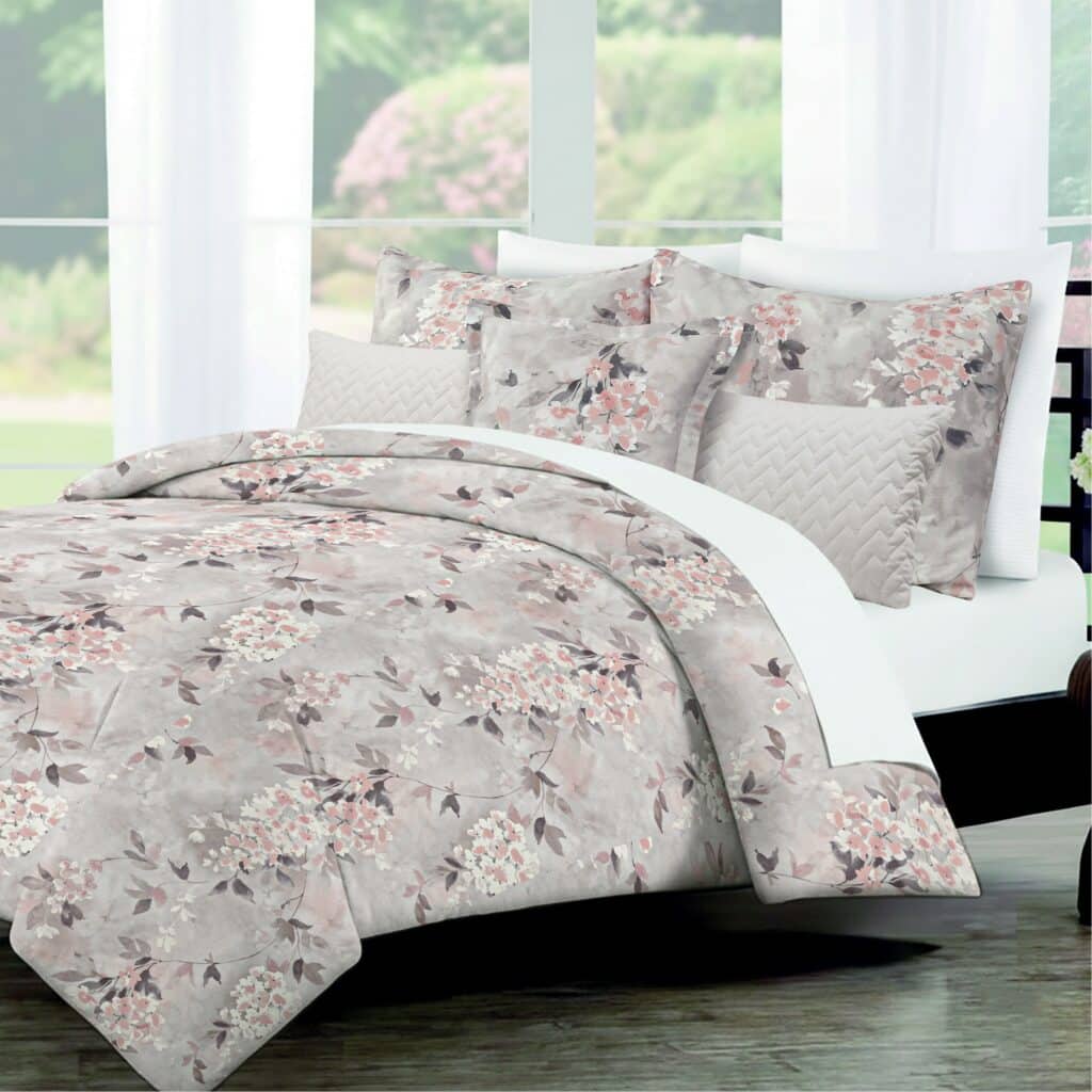 Annette Grey Pink طقم مفرش سرير نفرين قطن 8 قطع اورنج بد اند باث