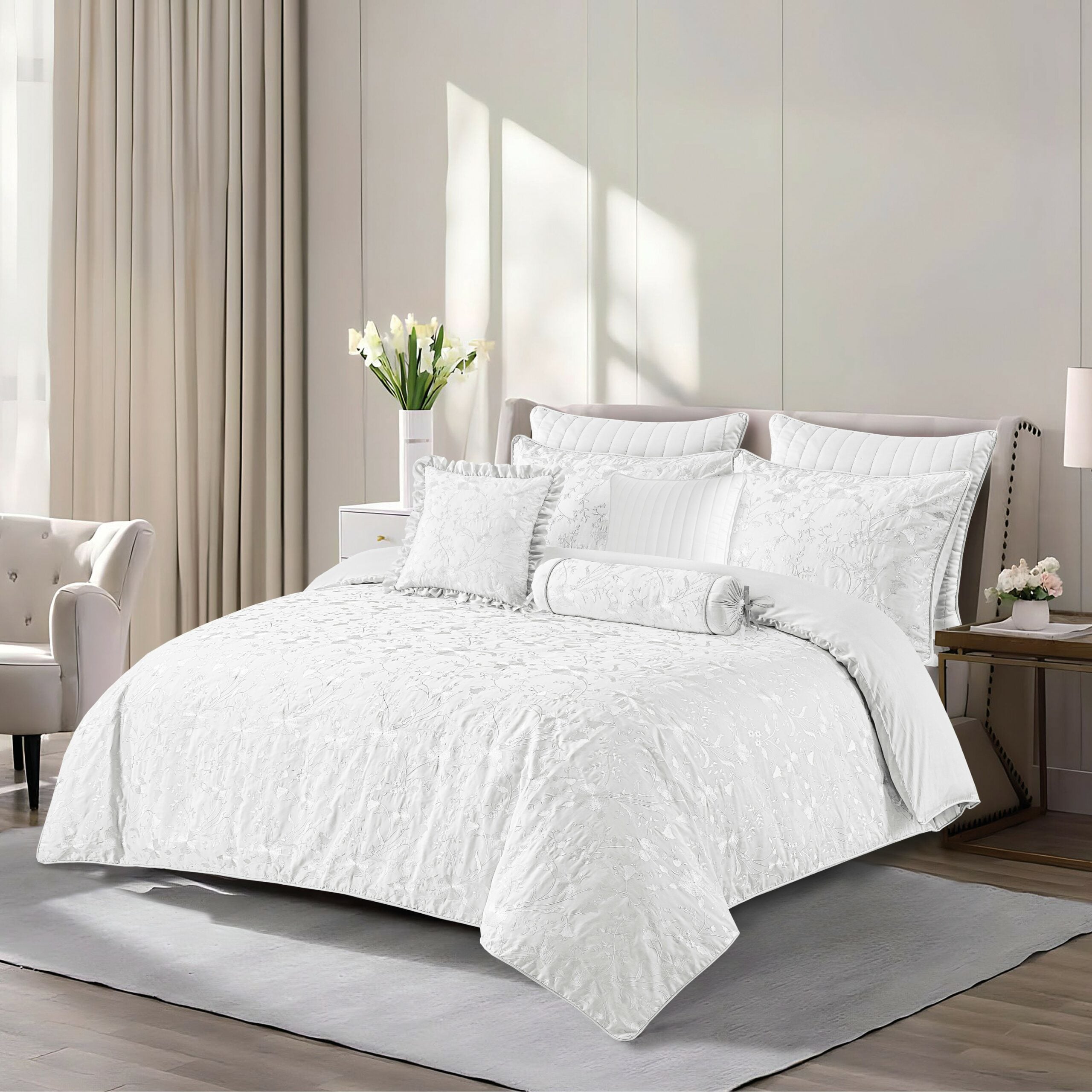 طقم-مفرش-سرير-قطن-Amrosa-نفرين-11-قطعة طقم-مفرش-سرير-قطن-Amrosa-نفرين-11-قطعة