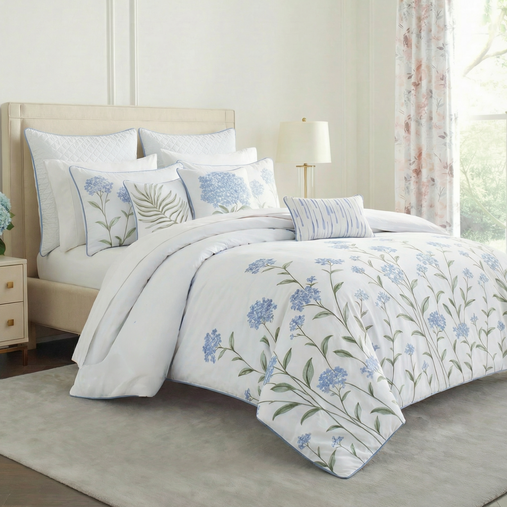 طقم مفرش سرير قطن Fleur نفرين 11 قطعة (1)