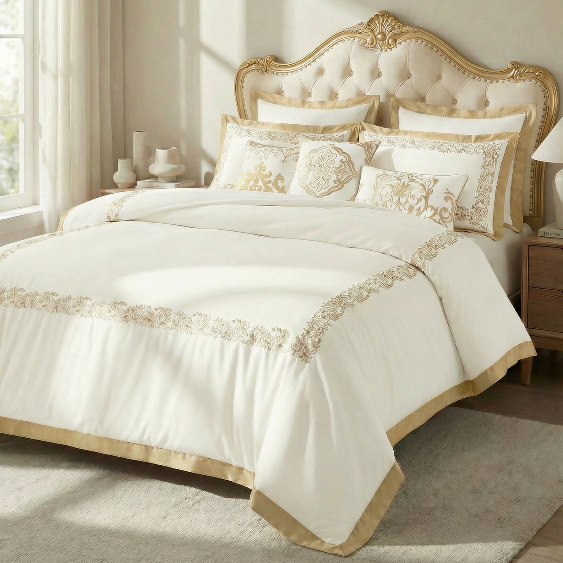 طقم مفرش سرير قطن Saraya نفرين 11 قطعة (2) طقم مفرش سرير قطن Saraya نفرين 11 قطعة (1)