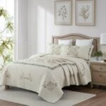 غطاء سرير بحشوة مضغوطة Bouquet Square نفرين 3 قطع