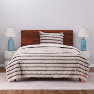مفرش سرير شتوي فرو Winter Stripe نفر قطعتين (6)