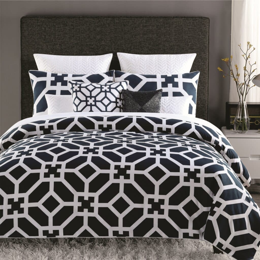 طقم مفرش سرير قطن Lattice Navy 8 قطع