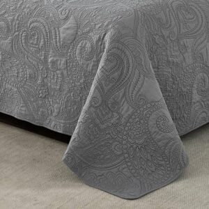غطاء سرير بحشوة مضغوطة Paisley Grey نفرين 3 قطع